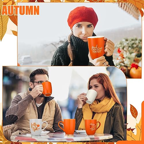 Funtery 4 Pcs Thanksgiving Coffee Mugs Fall Autumn Pumpkins Cups
