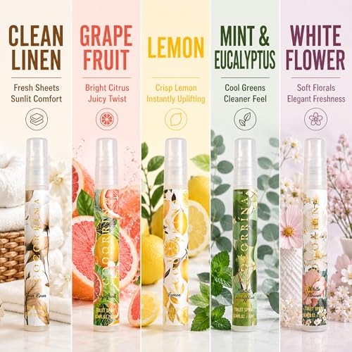 Travel Size Pre-Toilet Odor Eliminator Spray, 5-Pack Pocket Bathroom Freshener