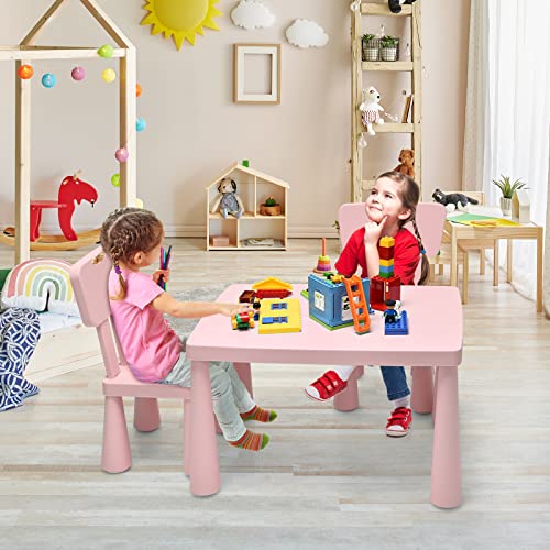3-Piece Kids Table and Chair Set for Toddlers - Pink Activity Furniture