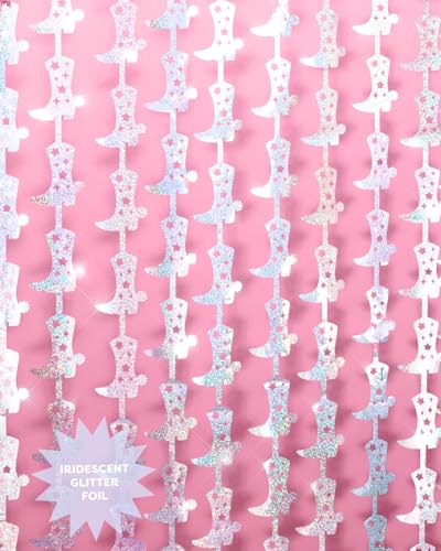 Iridescent Foil Cowgirl Boot Party Backdrop Curtains - 2 Pack