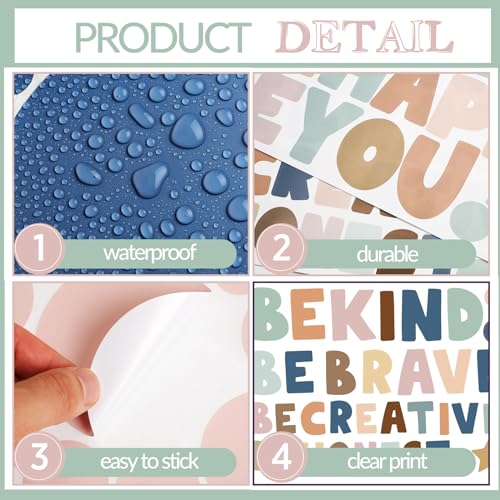 332 Pcs Boho Polka Dot Wall Decals with Inspirational Phrases for Kids Room
