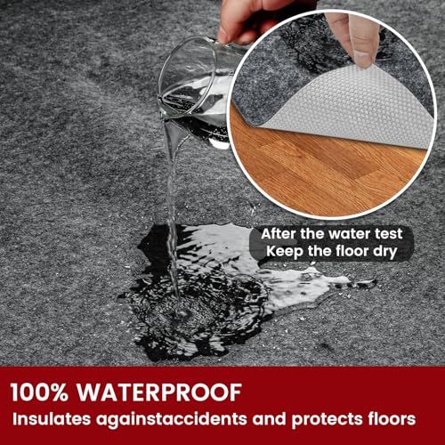 8x10 ft Waterproof Rug Pad, Non-Slip Felt Carpet Pad for Hardwood Floors