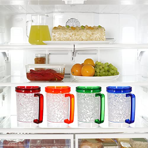 16oz Double Wall Gel Freezer Beer Mugs - Set of 4 Frosty Acrylic Cups