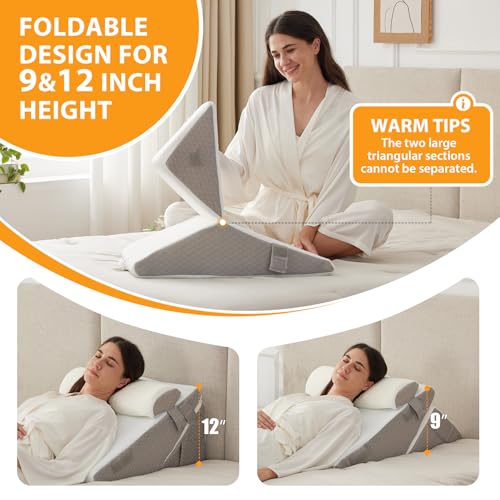 Adjustable 3-Piece Wedge Pillow Set for Post Surgery Support