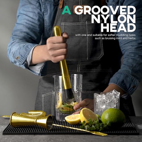 Homestia Gold Cocktail Muddler 10 Inch for Mojitos & More – Premium Stainless Steel