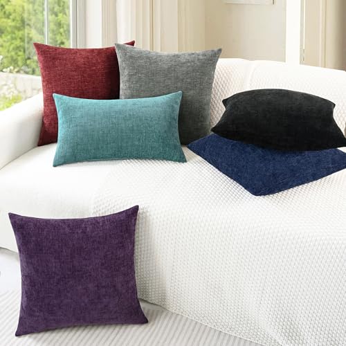 20x20 Inch Burgundy Decorative Couch Throw Pillow Covers Set of 2