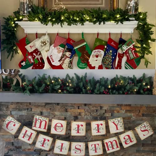 HomeKaren 9 Ft Battery-Operated Prelit Christmas Garland with 50 LED Lights, Lush Fraser Fir Style, Pineblue_battery