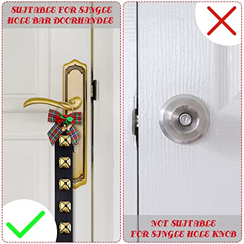 2 Pcs Christmas Jingle Bell Door Hanger with Bow, 18.7-Inch Gold Sleigh Bells