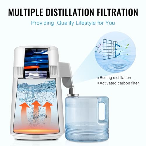Countertop Water Distiller 1.1 Gallon (4L) - 750W Stainless Steel Machine