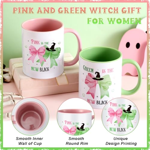 Didaey 12oz Pink & Green Princess Witch Mugs Set of 2 – Ceramic Drinkware