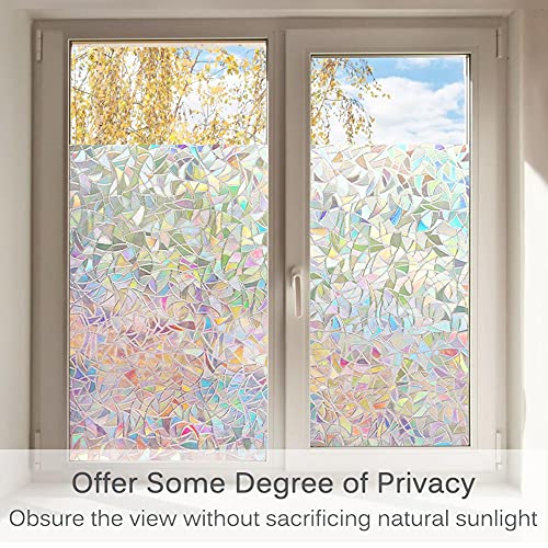 Stained Glass Rainbow Window Privacy Film - Static Cling, 17.5" x 78.7"