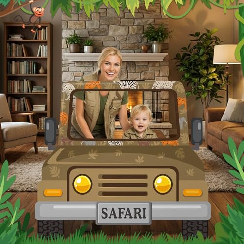 Safari Truck Photo Backdrop Stand-Up Cardboard Cutout 60x54 Inch