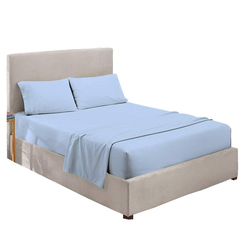 Pet-Mart Hotel Collection Twin Size 4-Piece Cotton Sheets - Extra Soft 100% Cotton, 10 Inch Deep Pocket, Breathable, 400 Thread Count, Light Blue Solid