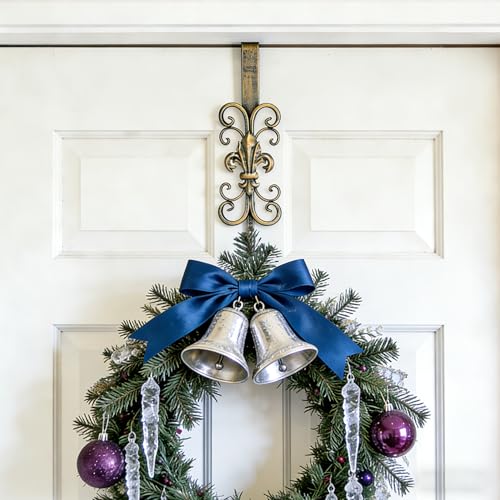 Over the Door Wreath Hangers 2-Pack - 16.5-Inch Antique Gold Metal Hooks