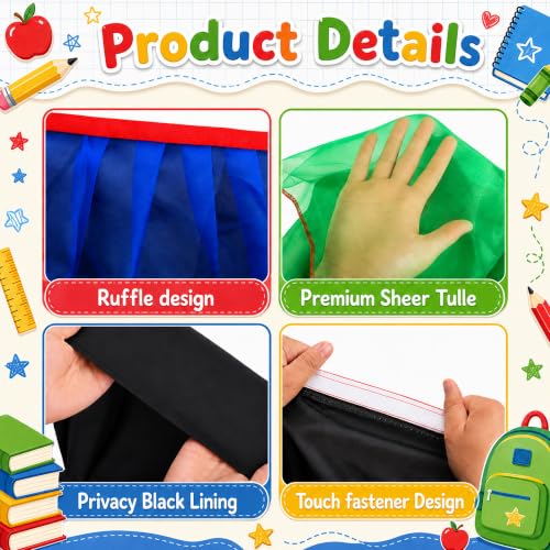 Rainbow Ruffled Table Skirt with Black Lining, 6.6 Ft x 31 Inch