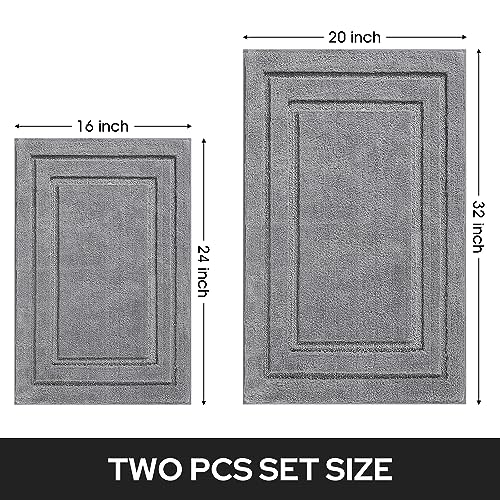 HOMEIDEAS Bathroom Rugs 2-Piece Set, Non-Slip Absorbent Microfiber Bath Mat