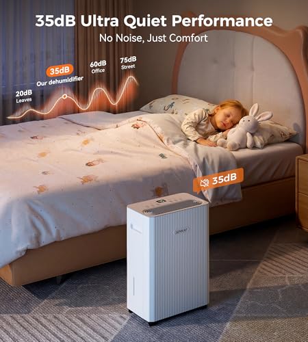 32 Pint Dehumidifier for Basement and Large Rooms with Drain Hose