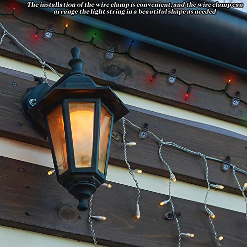 Outdoor String Light Clips 50-Pack - Weatherproof Light Hanger Hooks, Black