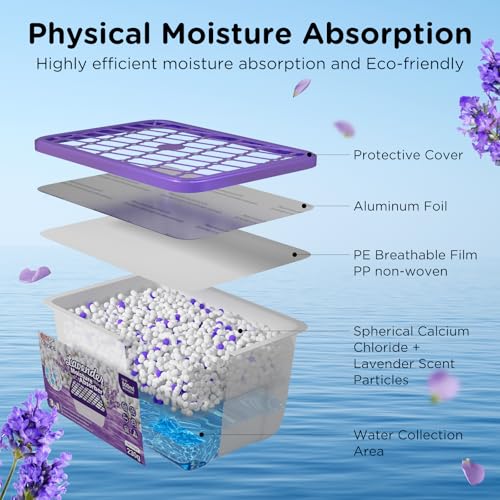 Lavender Scented Moisture Absorber & Dehumidifier 6 Pack for Closet