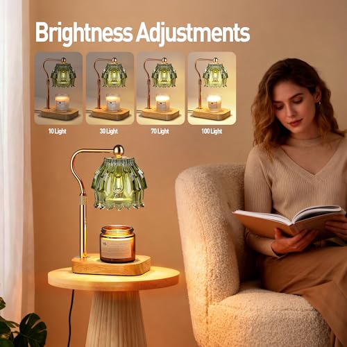 Candle Warmer Lamp with Timer & Adjustable Height - Flameless Wax Melter for Home Decor