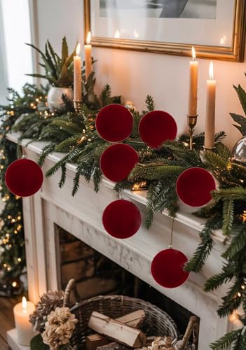 Briful 3.94 Inch Burgundy Velvet Christmas Ornaments Set - 9 Large Soft Matte Holiday Baubles for Tree & Decor