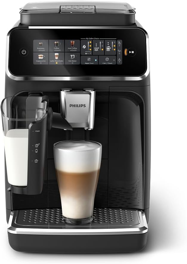 Philips 3300 Series Espresso Machine - Fully Automatic with LatteGo Milk System | 15-Bar Pressure, Glossy Black