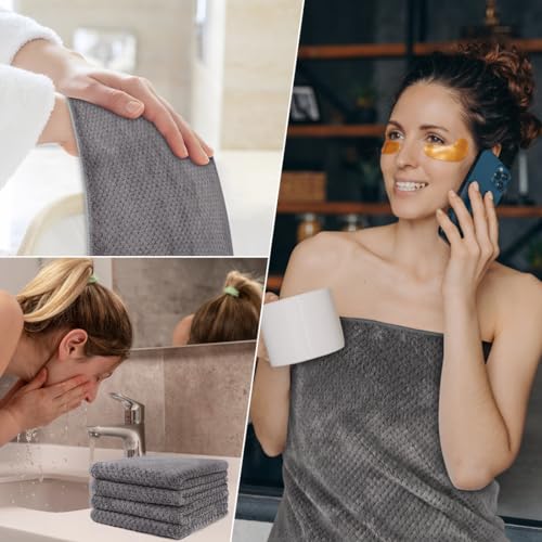 HOMEXCEL 8-Piece Bath Towel Set, Soft Absorbent Grey Towels