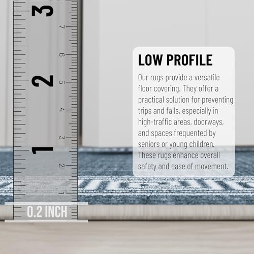 Washable 2x8 Hallway Runner Rug with Non-Slip Backing - Greek Border