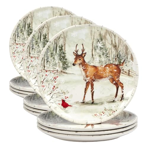 Certified International Winter's Walk 11.25-Inch Dinner Plates Large Pack of 3, Multicolor Holiday Tableware
