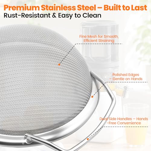 Stainless Steel Fine Mesh Juicer Strainer with Dual Handles