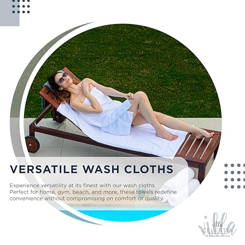 Villa Celestia Cotton Washcloths Set of 6 Navy Blue 12x12