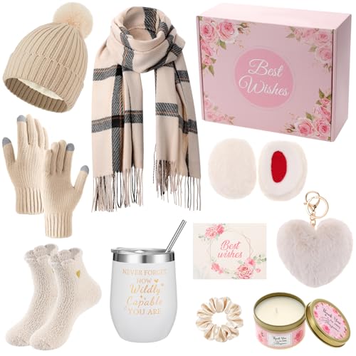 Patelai 11 Pcs Christmas Gift Basket Set for Women – Beige