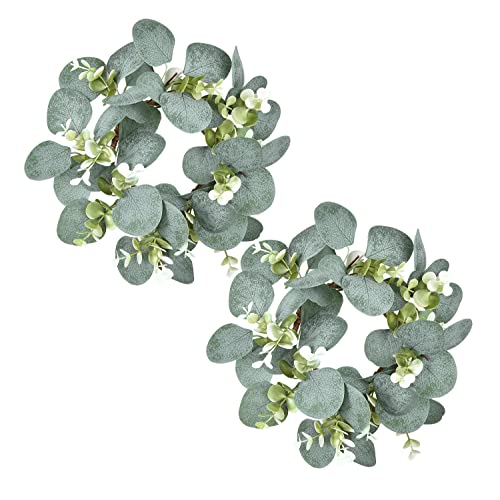 9-Inch Artificial Eucalyptus Wreath Set for Kitchen Cabinets, 2 Pieces