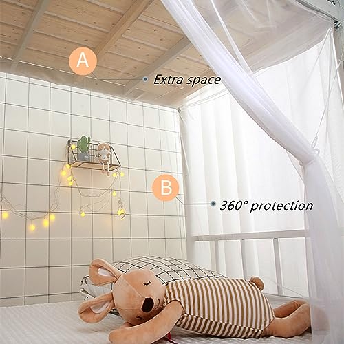 8-Corner Bed Canopy Curtain Pink Mosquito Netting for Single to King Beds