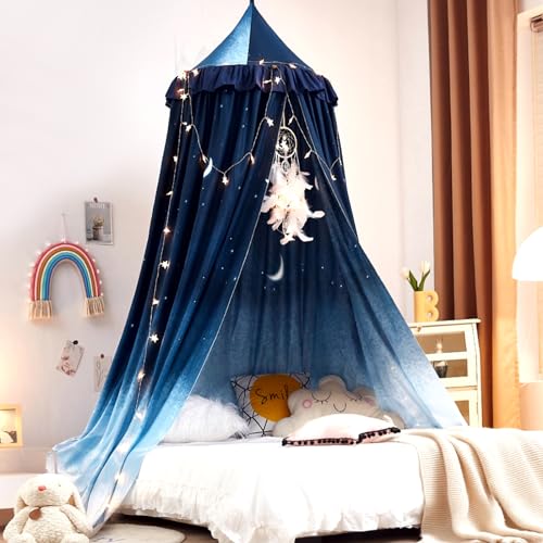 Girls Princess Bed Canopy - Soft Round Dome Hanging Reading Nook Tent