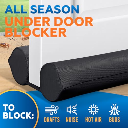 Under Door Draft Stopper - Double-Sided Bottom Gap Filler (Fits 30"-36", Black)
