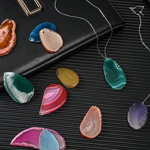 100-Piece Drilled Agate Slices Bulk Polished Geode Stones for Jewelry Making