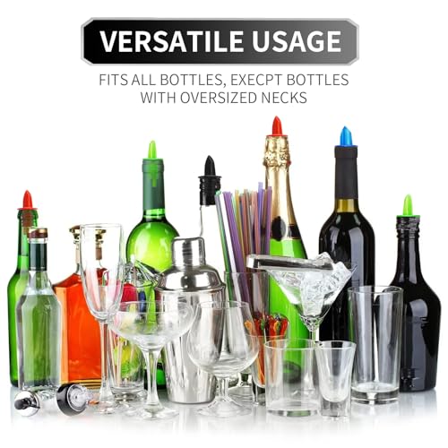 Eispap Assorted Plastic Liquor Bottle Pourers 12 Pack Leak-Proof & Dishwasher Safe