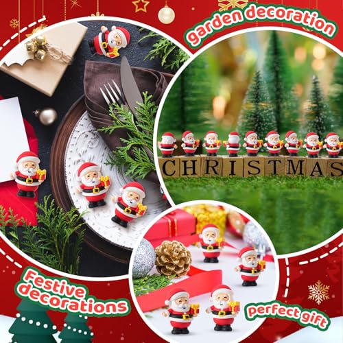 Chunful 200 Pcs Mini Santa Figurines with Gift Box - Christmas Decorations