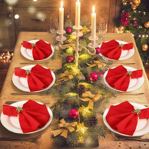 Elegant 6 pcs Metal Xmas Tree Napkin Rings Set - Christmas Table Decor