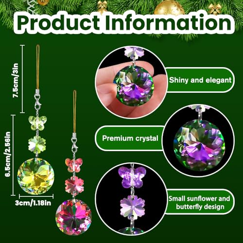 Vellibring 12PCS Rainbow Crystal Christmas Ornaments - Iridescent Glass Balls for Tree Decoration