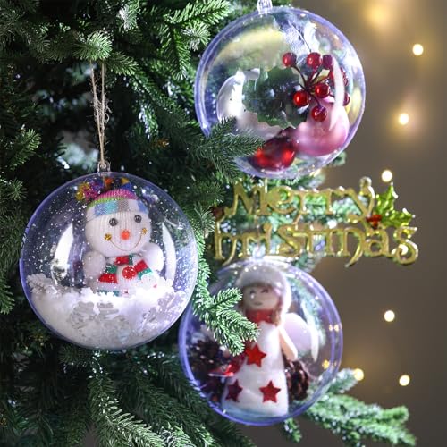 Syhood 15 Pcs Clear Fillable Christmas Ornaments 7.87 Inch Large Balls