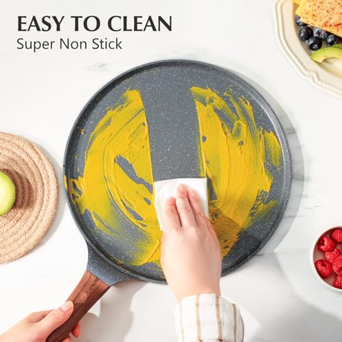 10-Inch Nonstick Crepe Pan - Granite Coating Flat Skillet Dosa Tawa