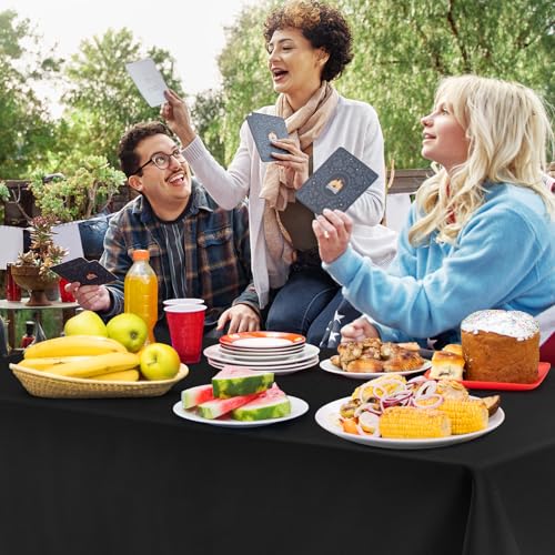 12 Pack Black 54 x 108in Disposable Tablecloths - Waterproof, Leakproof & Sturdy Plastic Rectangle Table Covers