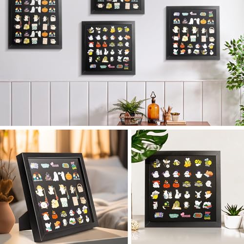 Enamel Pin Display Case, 11x11 Shadow Box Frame for Wall or Tabletop