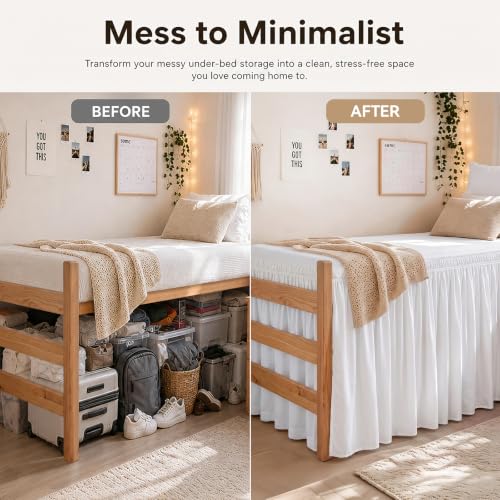 Twin XL College Dorm Bed Skirt with 32" Drop - Elastic Wrap & Split Corners
