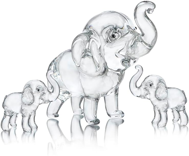 Regine Switzerland Set of 3 Crystal Elephant Figurines | Elegant Glass Collectibles for Home Decor