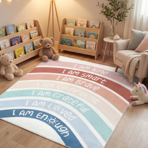 Boho Rainbow Calm Corner Rug 3.3 x 4 ft - Positive Affirmation Floor Mat