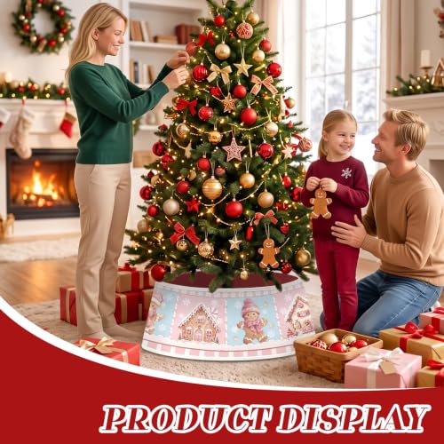 Pink Gingerbread Men Christmas Tree Collar, 22 Inch Holiday Tree Decor - REETOOK