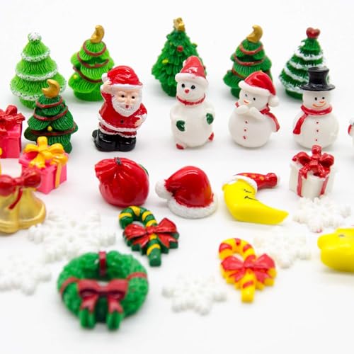 37-Piece Miniature Resin Christmas Figurines for DIY Holiday Decor